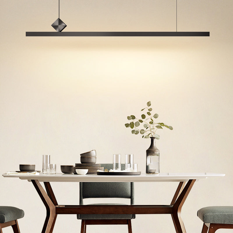 Modern Metal Pendant Lighting Linear Shape Hanging Light with Acrylic Shade in Black