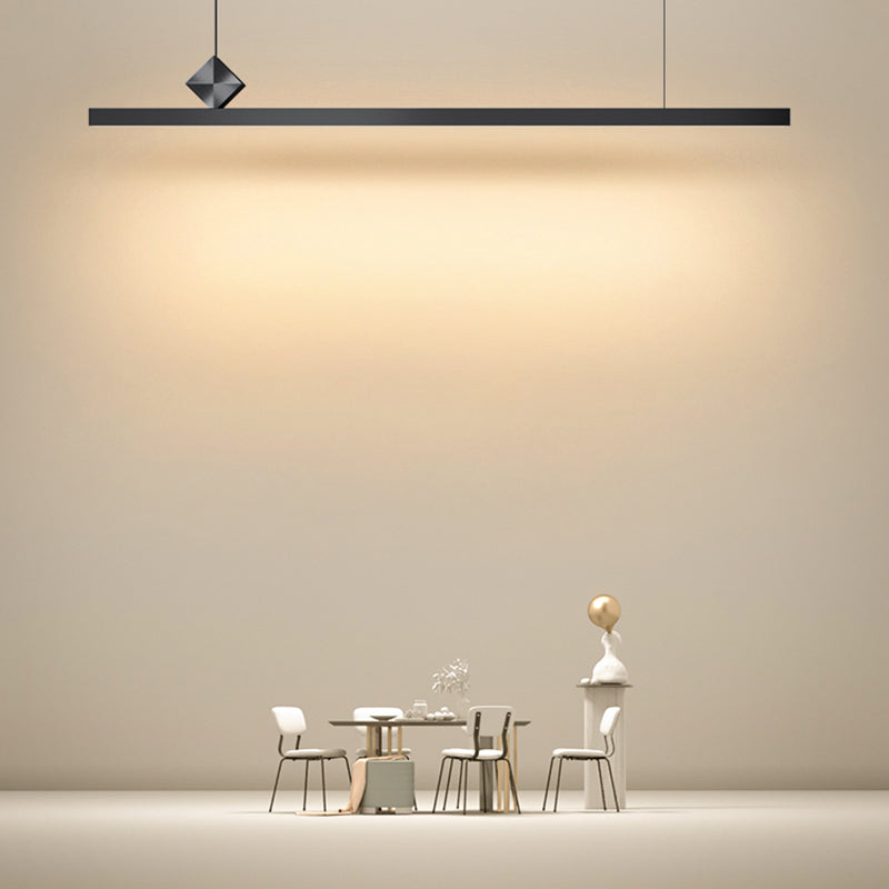 Modern Metal Pendant Lighting Linear Shape Hanging Light with Acrylic Shade in Black