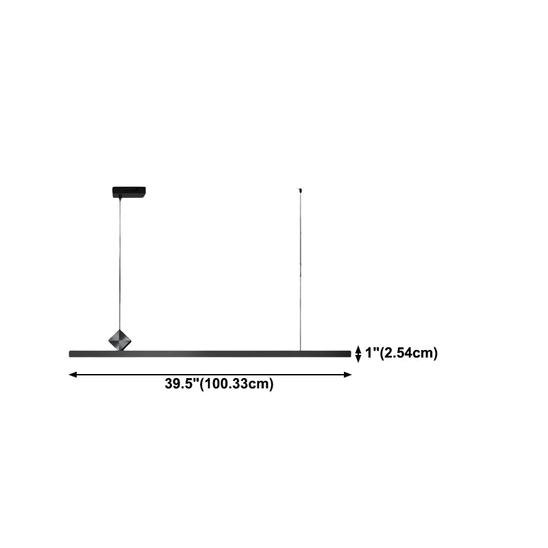 Modern Metal Pendant Lighting Linear Shape Hanging Light with Acrylic Shade in Black