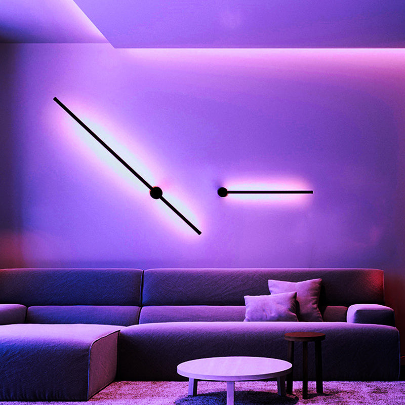 Modern Style Linear Wall Sconces Metal 1 Light Wall Mount Light Fixture in Black