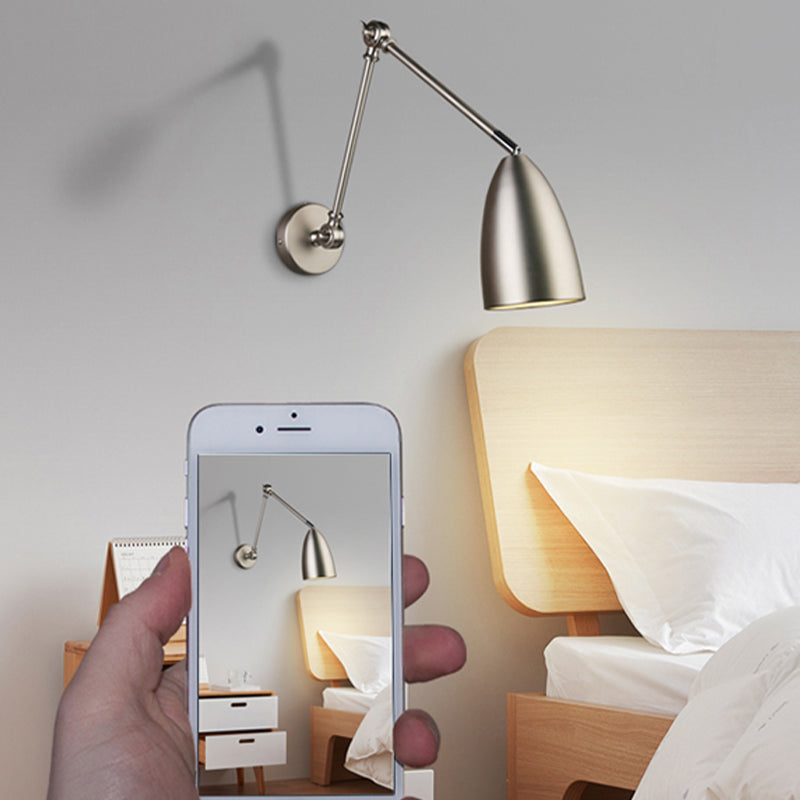 Metal Shade Wall Light Modern Single Light Adjustable Wall Sconce for Bedroom
