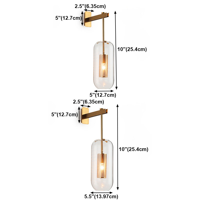 Modern Style Cylinder Wall Sconces Glass 1 Light Wall Mount Light Fixture