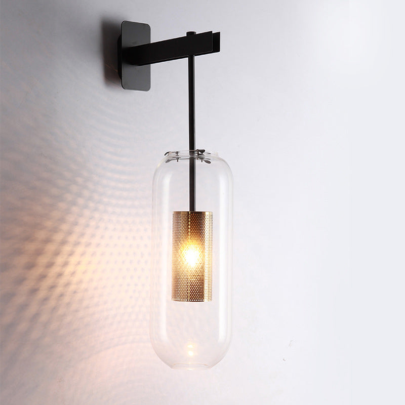 Modern Style Cylinder Wall Sconces Glass 1 Light Wall Mount Light Fixture