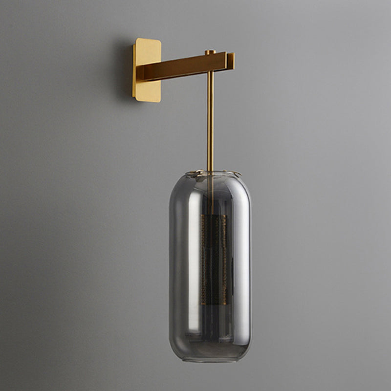 Modern Style Cylinder Wall Sconces Glass 1 Light Wall Mount Light Fixture
