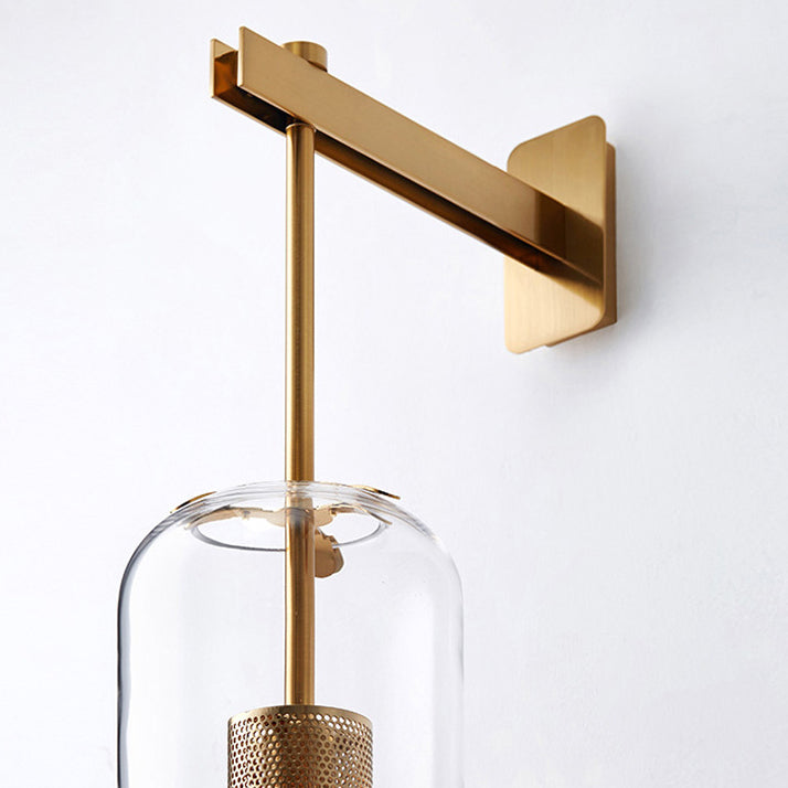 Modern Style Cylinder Wall Sconces Glass 1 Light Wall Mount Light Fixture
