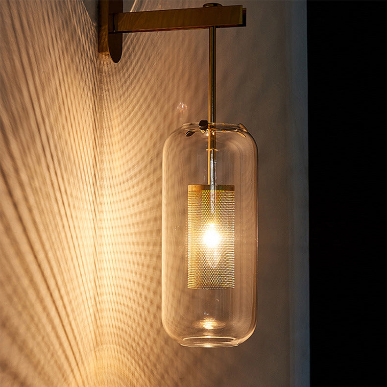 Modern Style Cylinder Wall Sconces Glass 1 Light Wall Mount Light Fixture