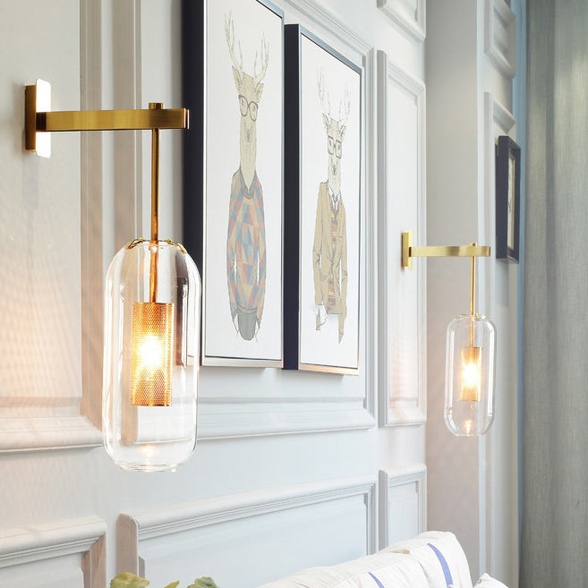 Modern Style Cylinder Wall Sconces Glass 1 Light Wall Mount Light Fixture
