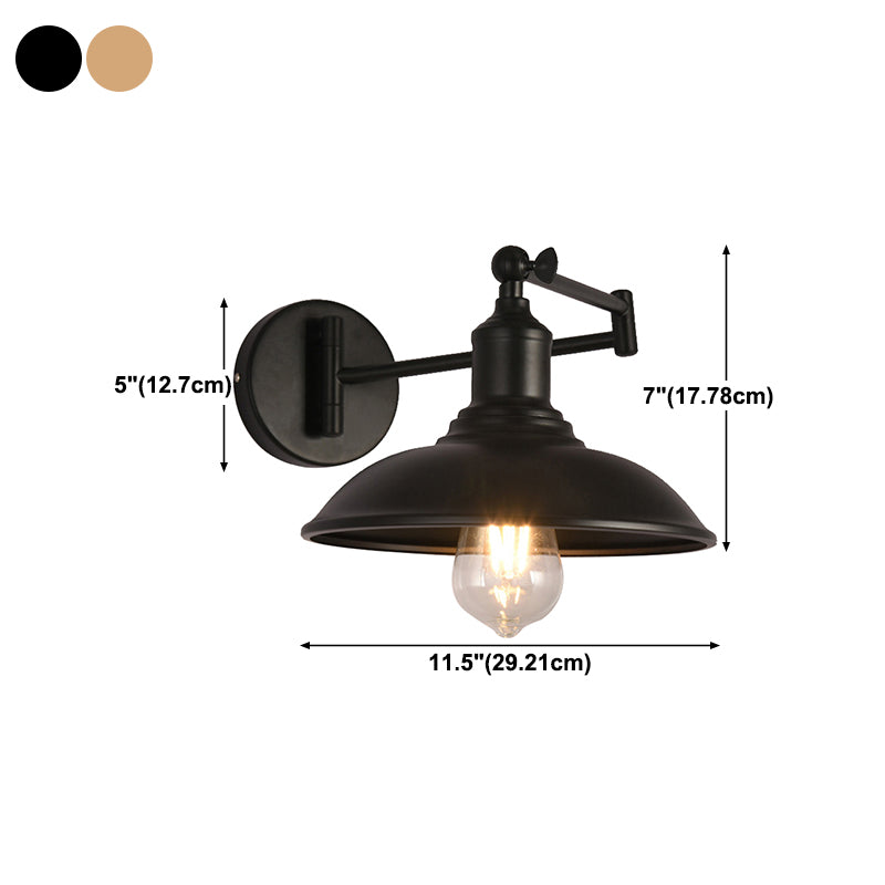 1-Light Wall Sconce Industrial Style Metal Wall Lighting for Bedroom