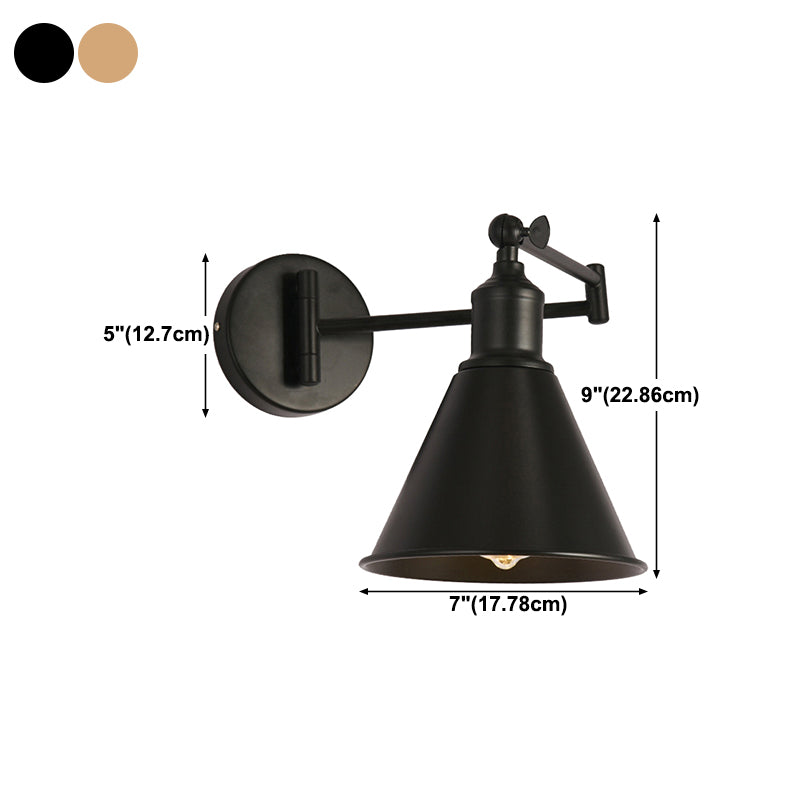 1-Light Wall Sconce Industrial Style Metal Wall Lighting for Bedroom
