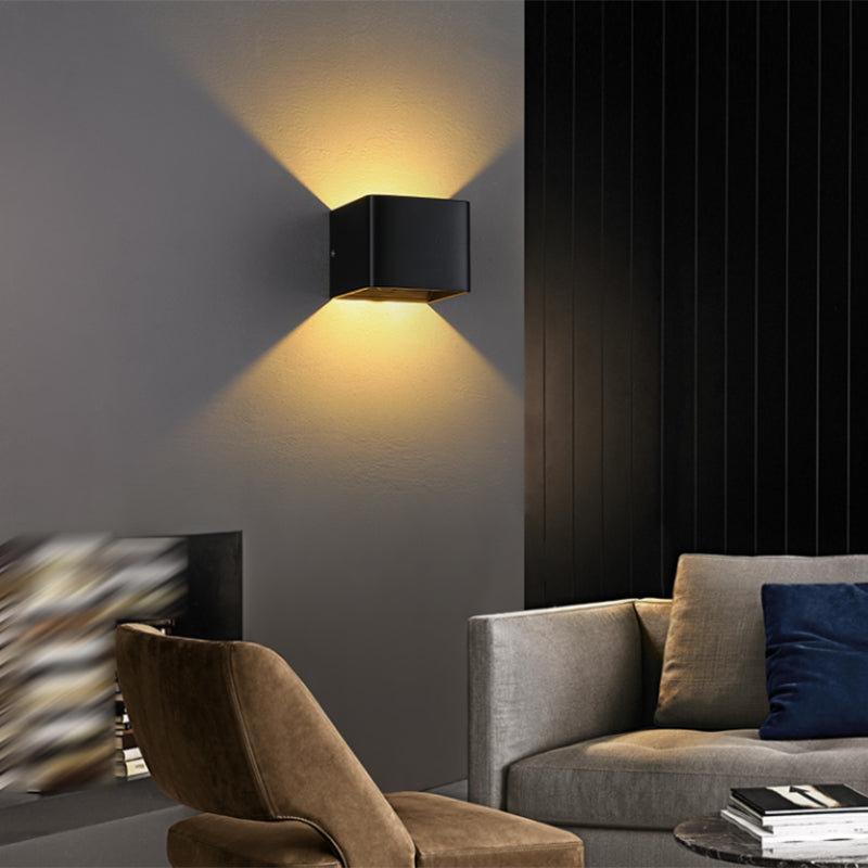 Modern Style Square Shape Wall Sconce Metal 2 Light Sconces for Corridor