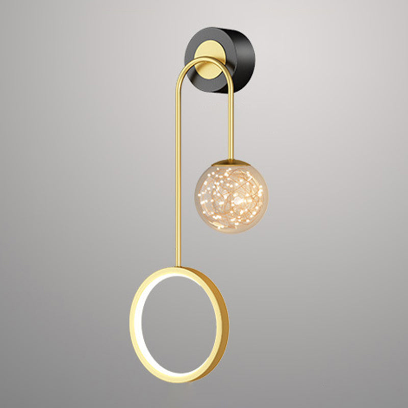 Modern Style Spherical Shape Wall Sconce Glass 2 Light Sconces for Bedroom