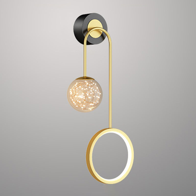 Modern Style Spherical Shape Wall Sconce Glass 2 Light Sconces for Bedroom