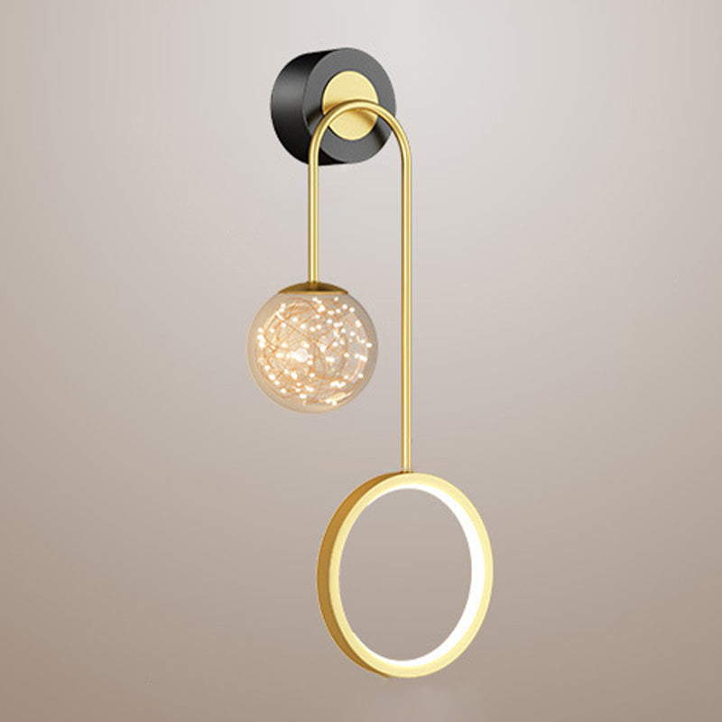 Modern Style Spherical Shape Wall Sconce Glass 2 Light Sconces for Bedroom