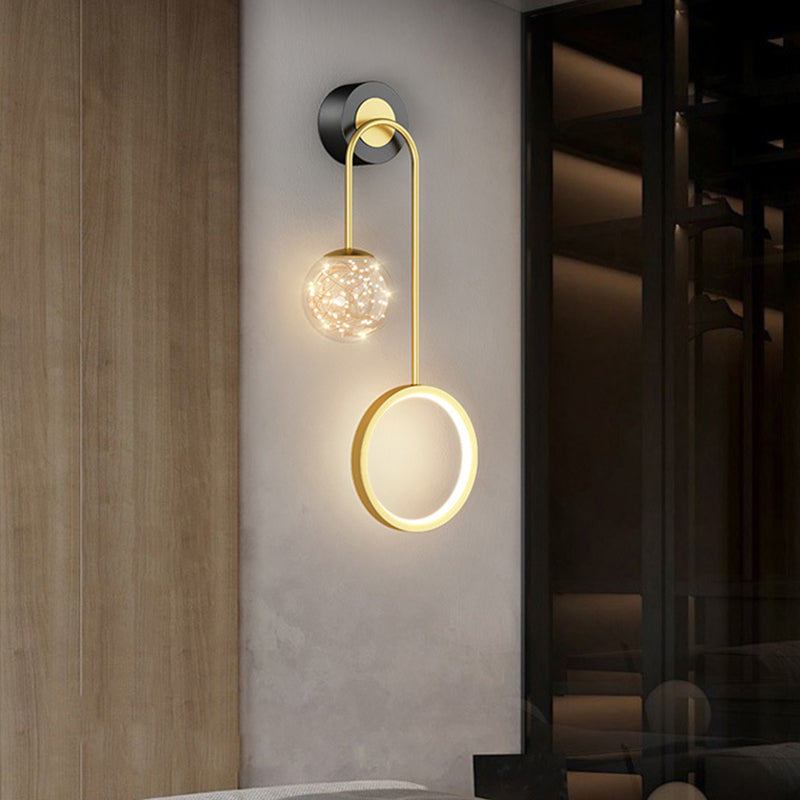 Modern Style Spherical Shape Wall Sconce Glass 2 Light Sconces for Bedroom
