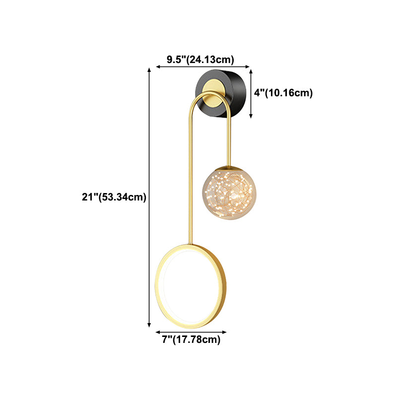 Modern Style Spherical Shape Wall Sconce Glass 2 Light Sconces for Bedroom