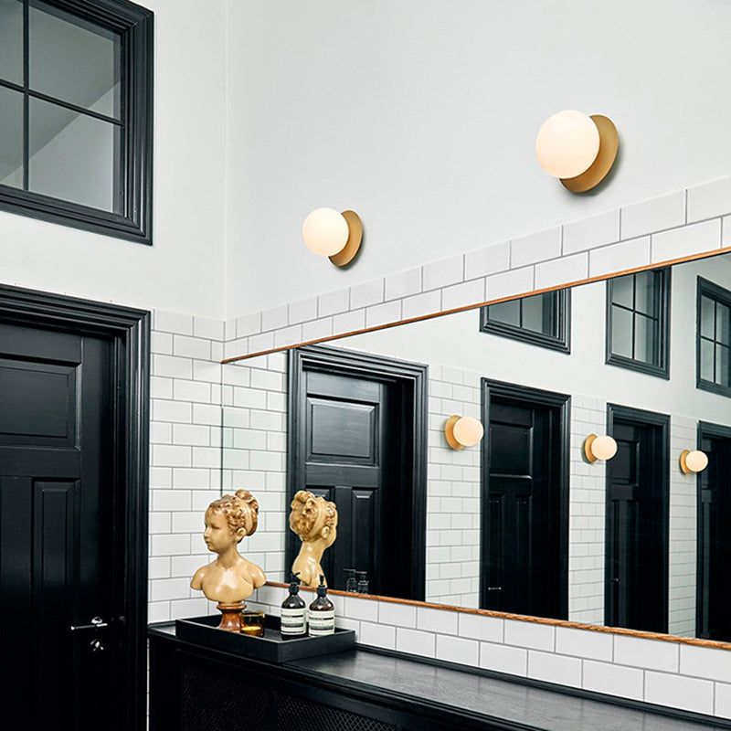 Modern Style Spherical Shape Wall Sconce Glass 1 Light Sconces for Living Room