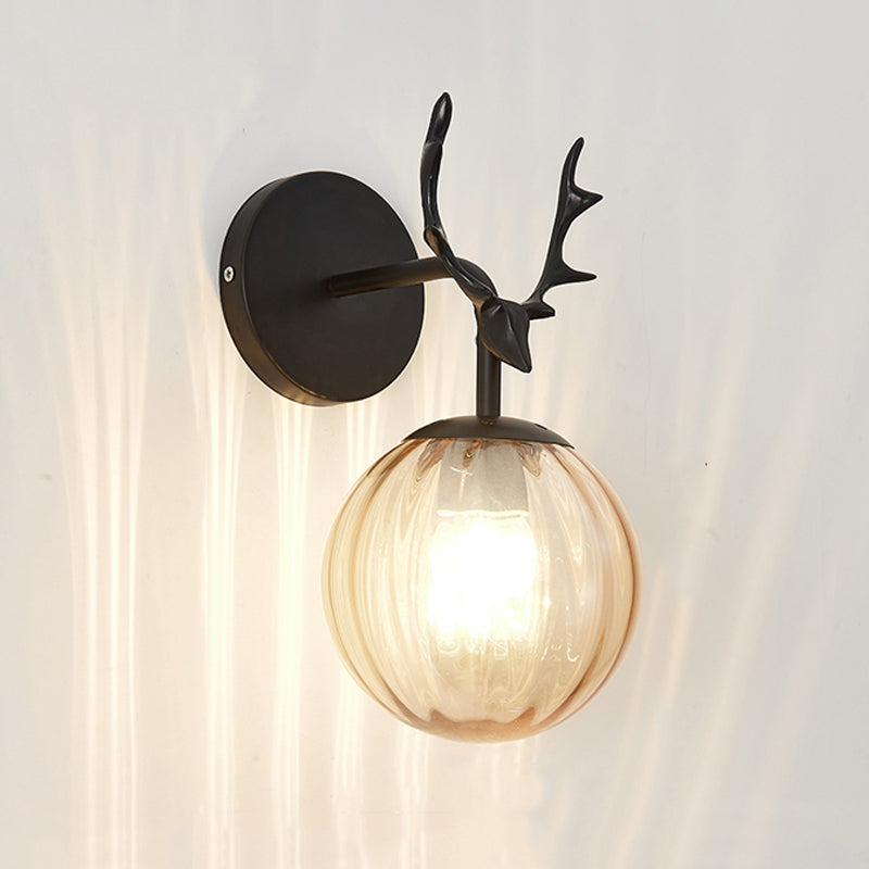 1-Light Ball Wall Lamps Modern Style Glass Wall Mounted Lights