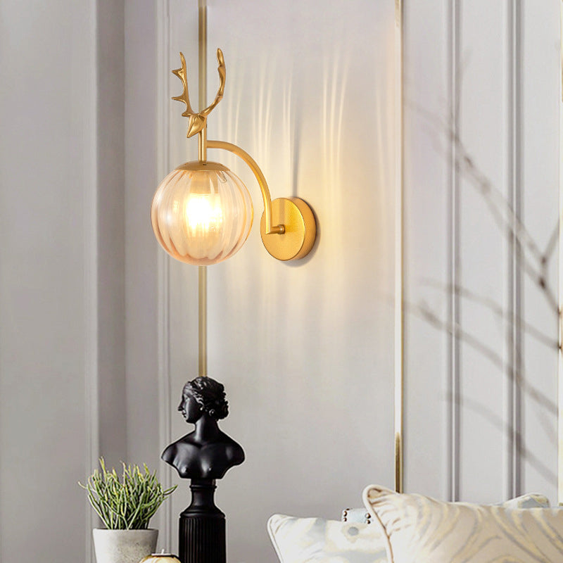 1-Light Ball Wall Lamps Modern Style Glass Wall Mounted Lights