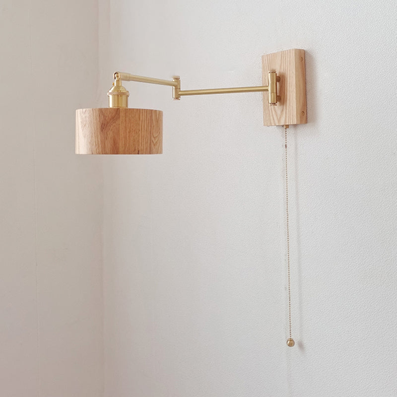 Adjustable Wooden Wall Mount Light Modern 1-Light Wall Light for Living Room