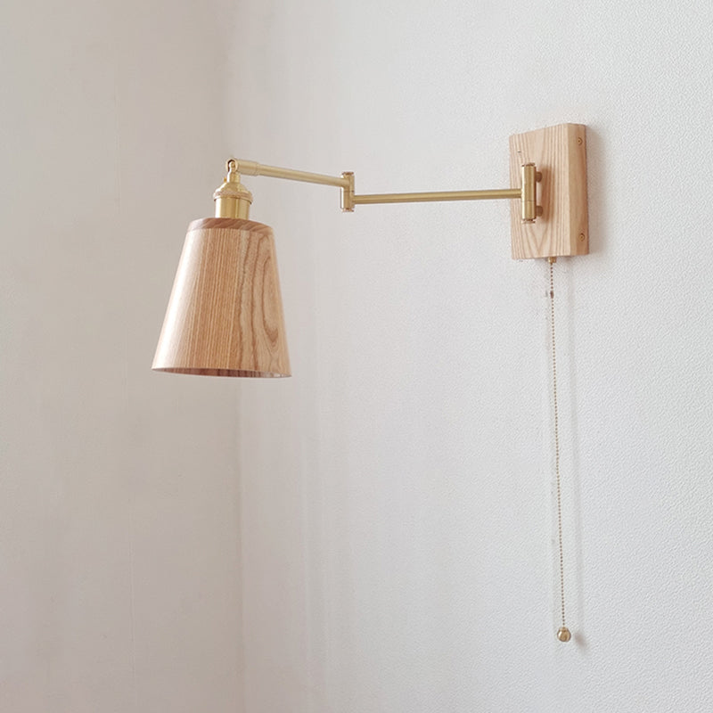 Adjustable Wooden Wall Mount Light Modern 1-Light Wall Light for Living Room