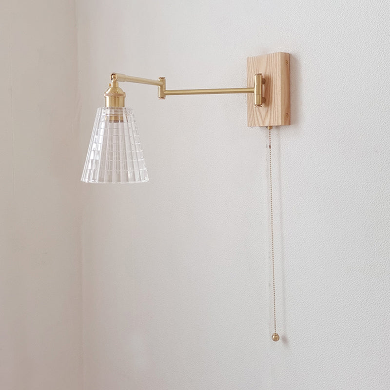 Adjustable Wooden Wall Mount Light Modern 1-Light Wall Light for Living Room