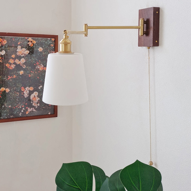 Adjustable Wooden Wall Mount Light Modern 1-Light Wall Light for Living Room