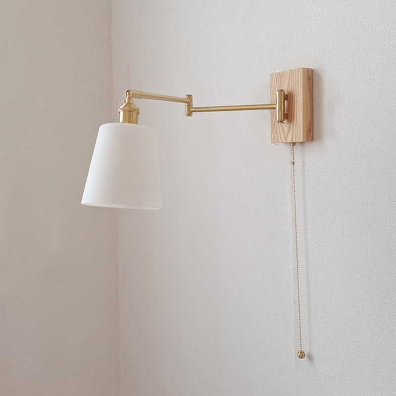 Adjustable Wooden Wall Mount Light Modern 1-Light Wall Light for Living Room