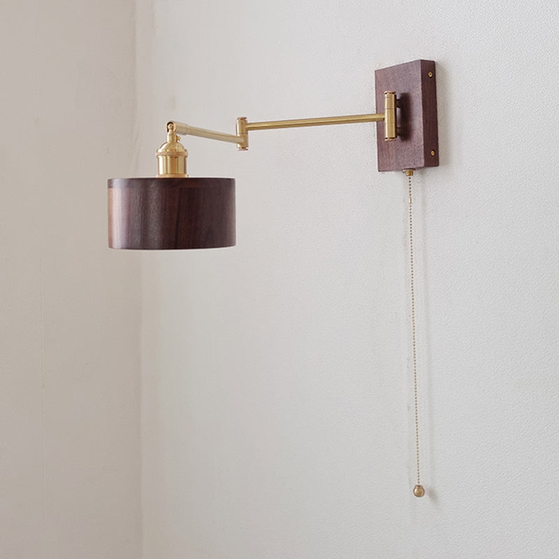 Adjustable Wooden Wall Mount Light Modern 1-Light Wall Light for Living Room
