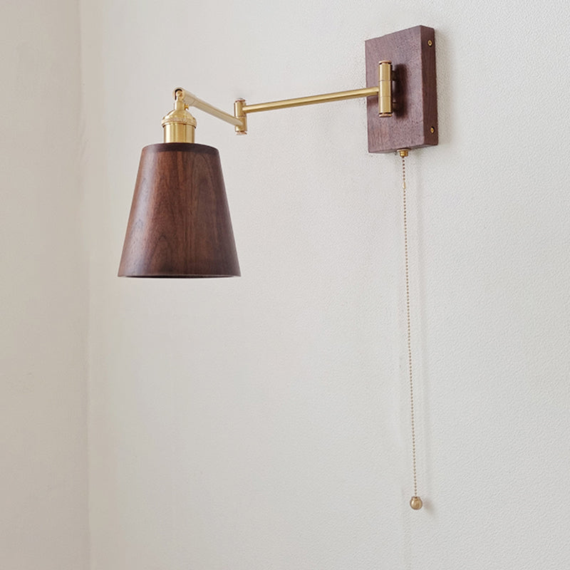Adjustable Wooden Wall Mount Light Modern 1-Light Wall Light for Living Room