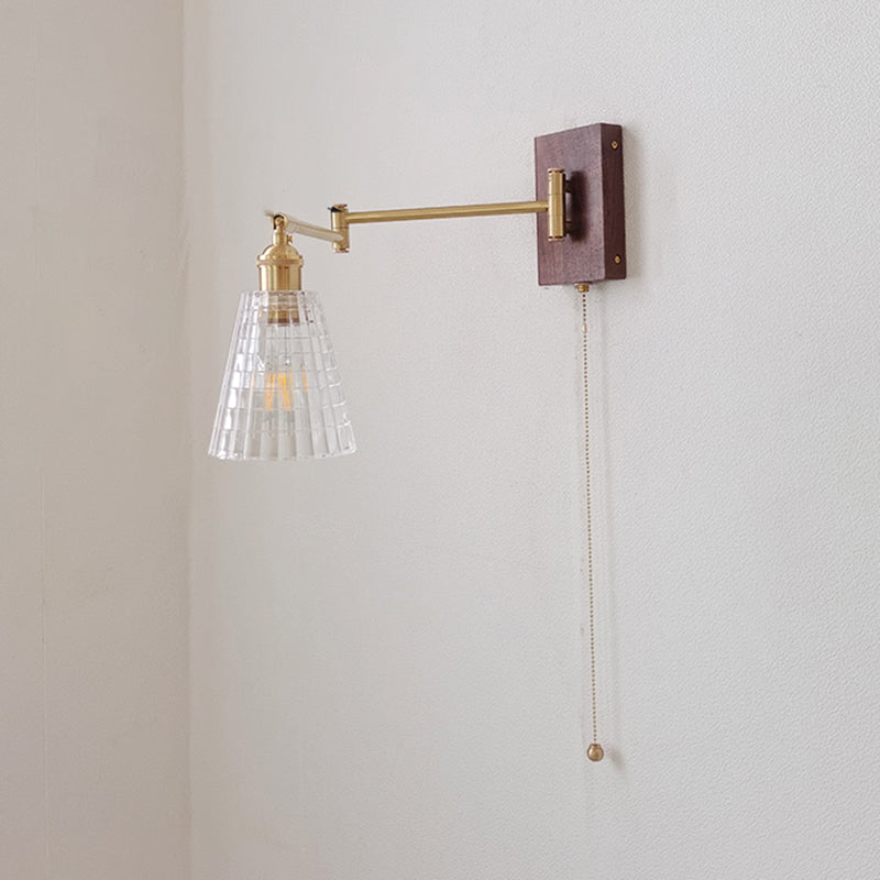Adjustable Wooden Wall Mount Light Modern 1-Light Wall Light for Living Room