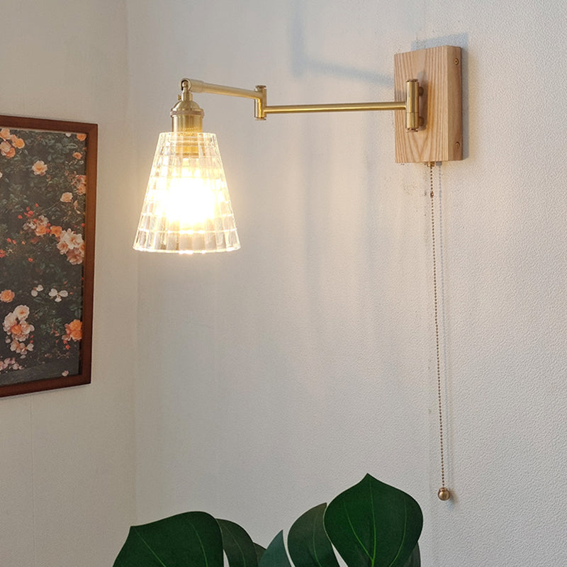 Adjustable Wooden Wall Mount Light Modern 1-Light Wall Light for Living Room