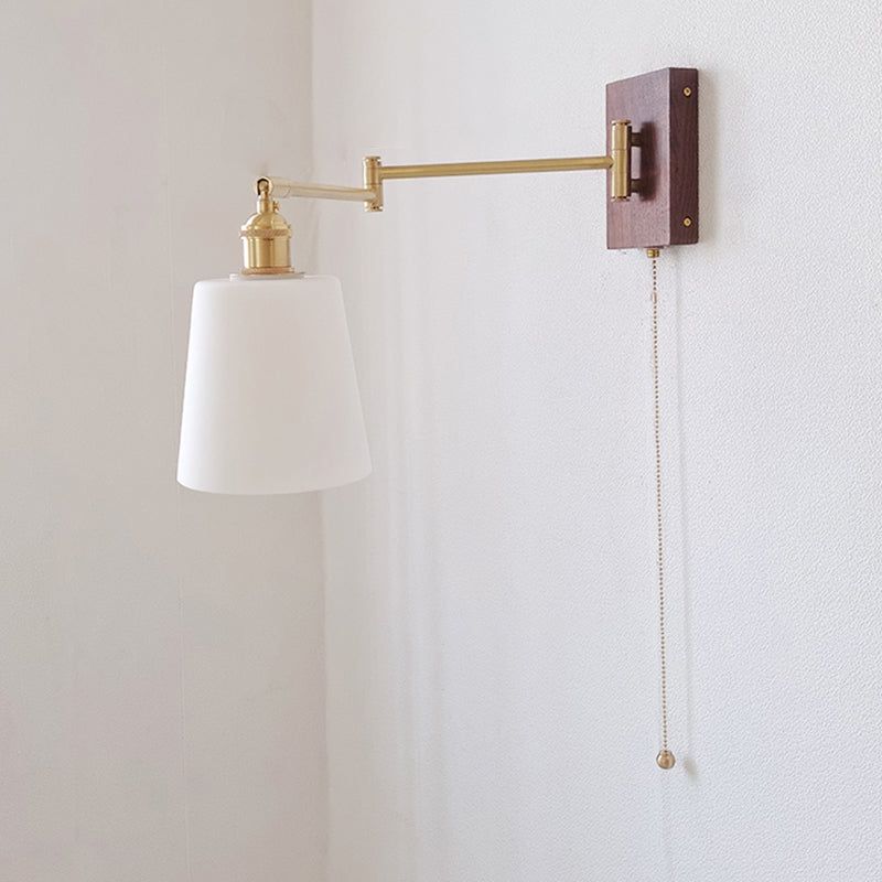 Adjustable Wooden Wall Mount Light Modern 1-Light Wall Light for Living Room