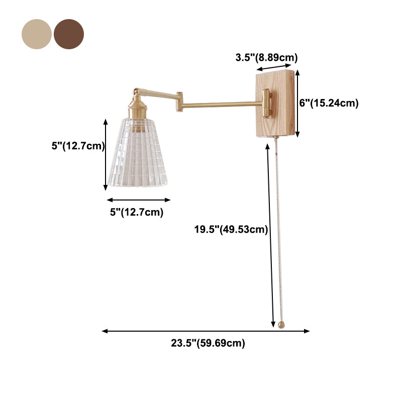 Adjustable Wooden Wall Mount Light Modern 1-Light Wall Light for Living Room