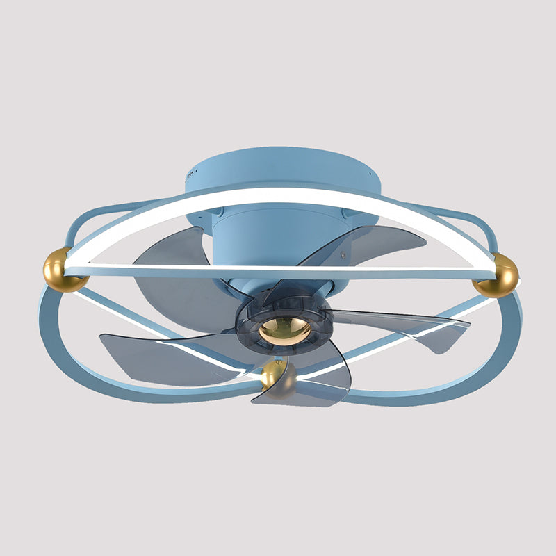 1-Light Circular Flush Mount Lamp Modern Style Metal Fan Ceiling Lighting