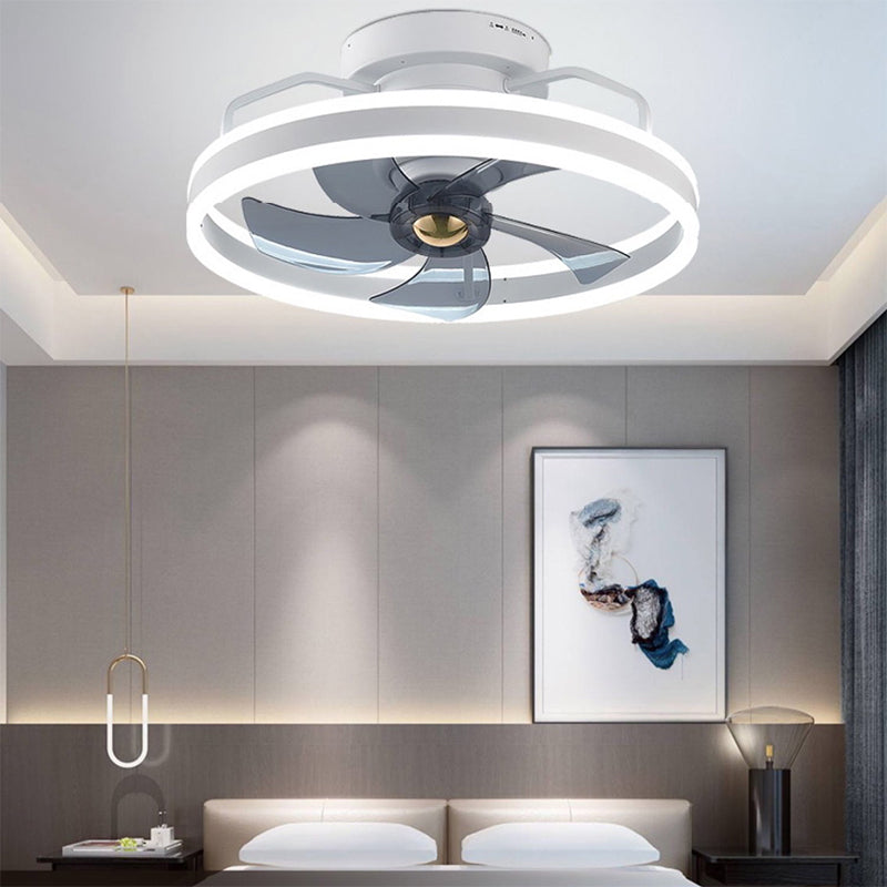 1-Light Circular Flush Mount Lamp Modern Style Metal Fan Ceiling Lighting