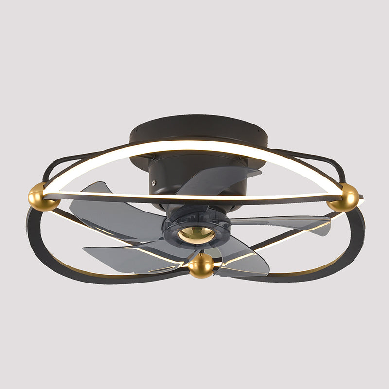 1-Light Circular Flush Mount Lamp Modern Style Metal Fan Ceiling Lighting