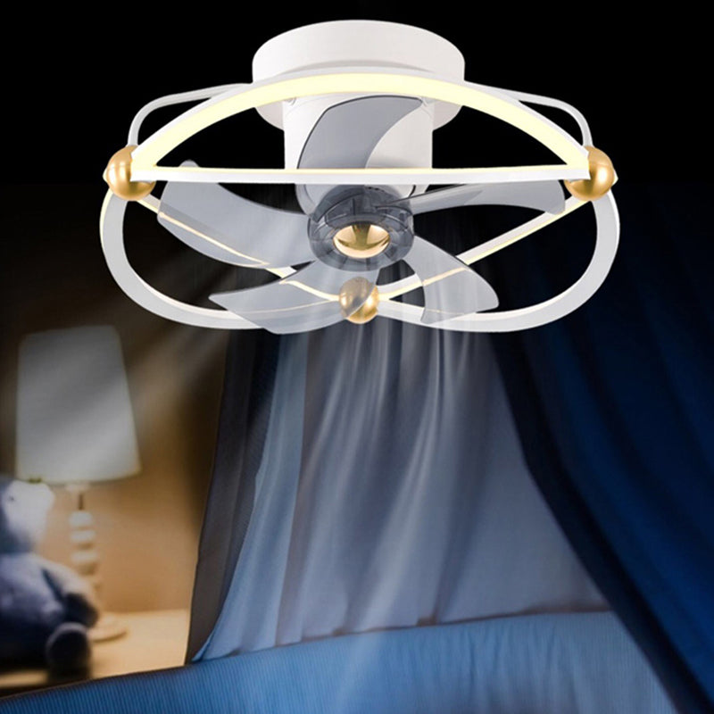 1-Light Circular Flush Mount Lamp Modern Style Metal Fan Ceiling Lighting