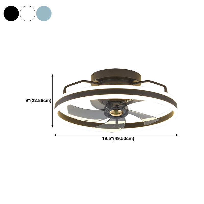 1-Light Circular Flush Mount Lamp Modern Style Metal Fan Ceiling Lighting
