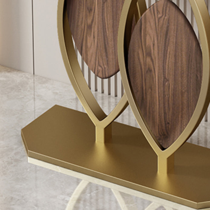 Glam Style Stone Top Consloe Table with Pedestal Base for Hall Table