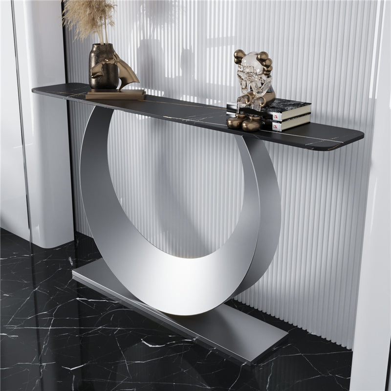 Glam Style Stone Top Accent Table for Hall Console Table 31.5" High