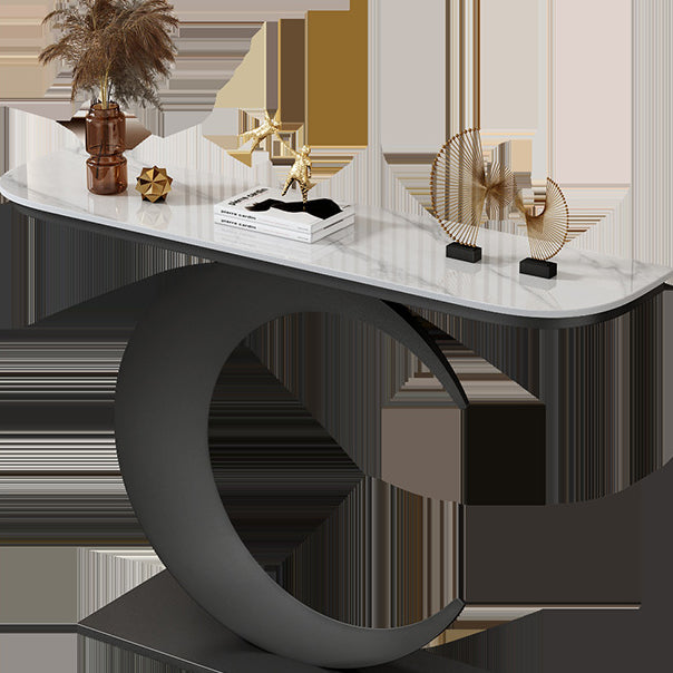 Stain Resistant 11.81" W x 31.49" H Stone Half Moon Table for Hall