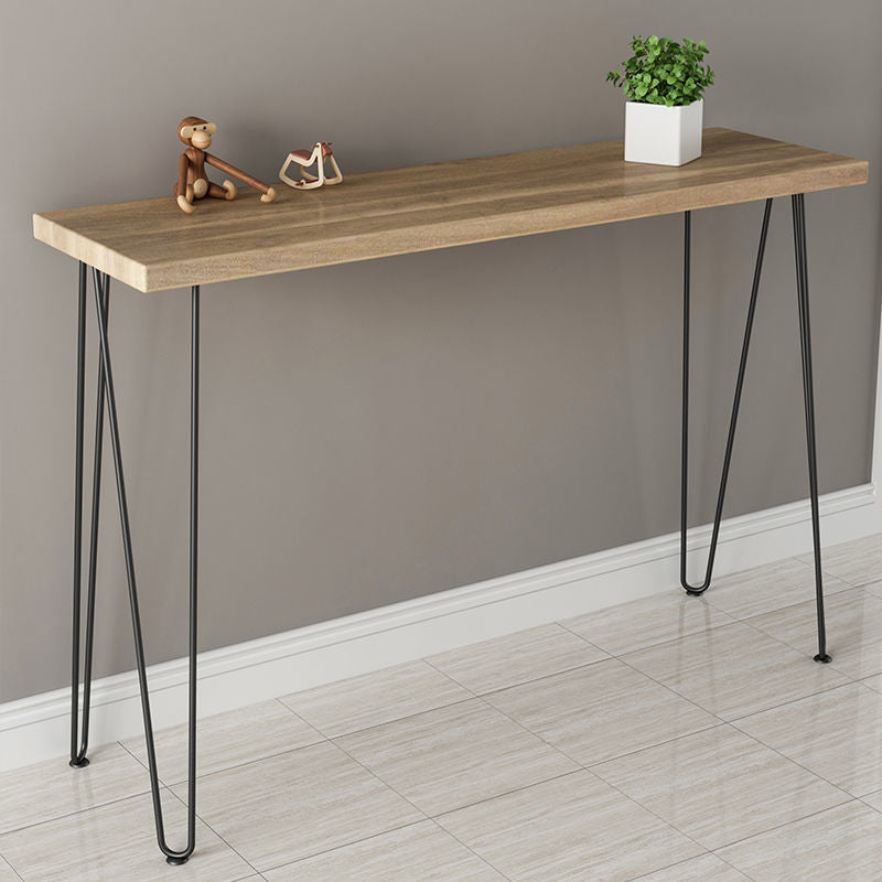 Rectangle Solid Wood Console Table Ironcraft Frame Accent Table for Hall