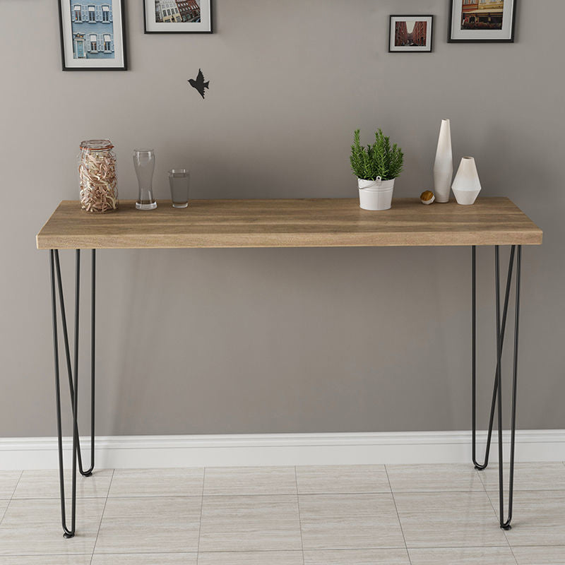 Rectangle Solid Wood Console Table Ironcraft Frame Accent Table for Hall