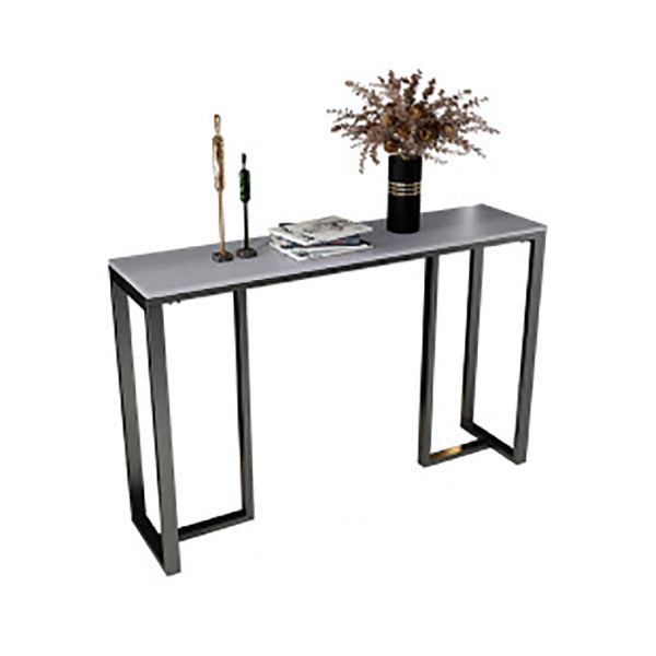 Modern Accent Table with Stone Top and Black Frame Base Console