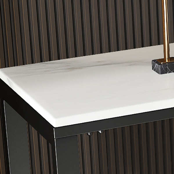 Modern Accent Table with Stone Top and Black Frame Base Console