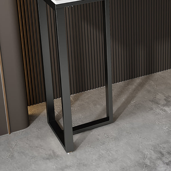 Modern Accent Table with Stone Top and Black Frame Base Console