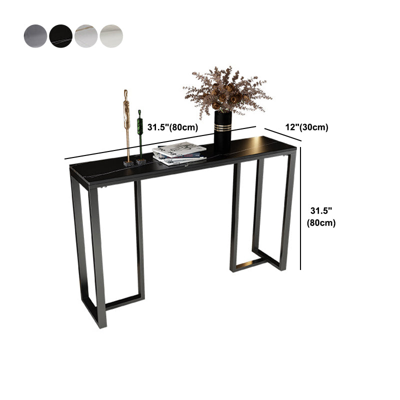 Modern Accent Table with Stone Top and Black Frame Base Console