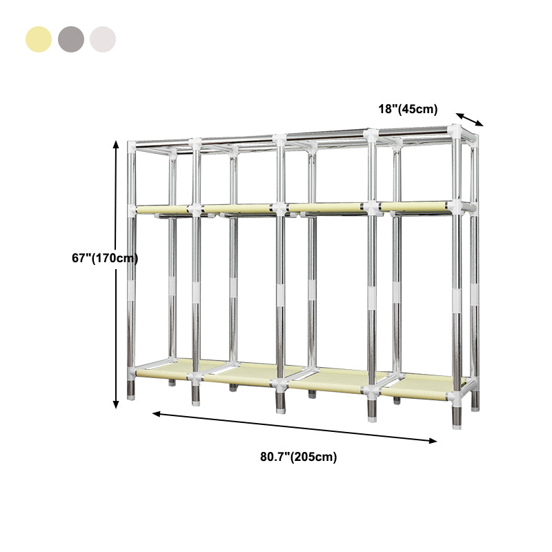 Contemporary Style Wardrobe Cabinet Metal Frame Armoire with Garment Rod for Home
