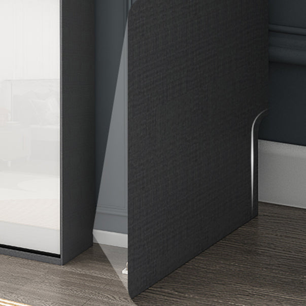 Contemporary White Storage Cabinet Mirrored Finish Cabinet with Sliding Door