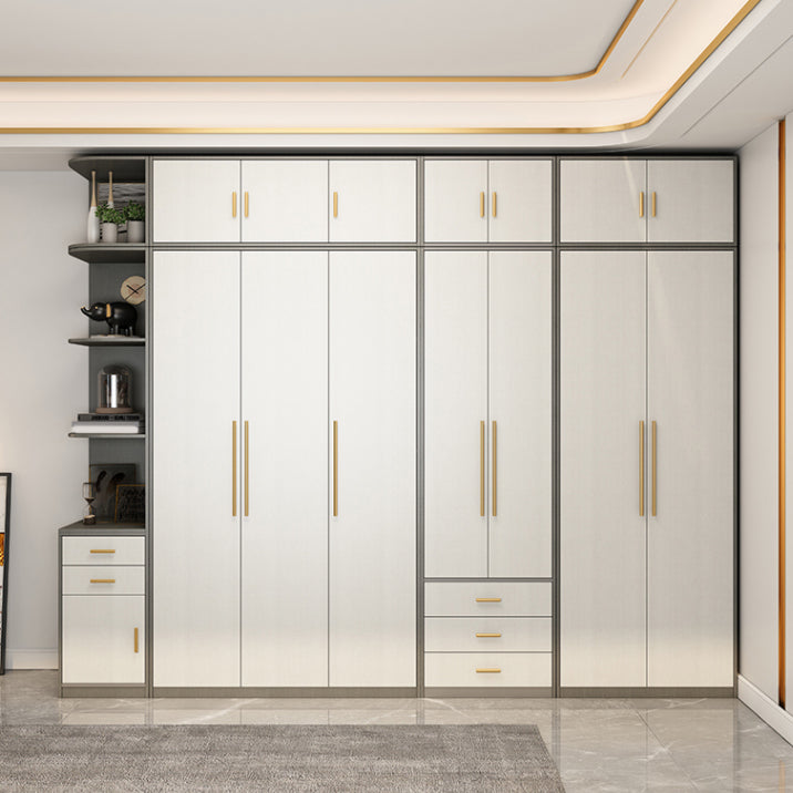 Contemporary Storage Cabinet Hinged Wardrobe Cabinet with Self Close Drawers